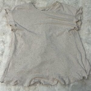Alga Women's Cream Speckled Ruffle Sleeve Top  Peekaboo In Back Sz Small